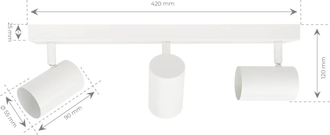 Ledvion LED Plafondspot 3x5W 4000K GU10 - Wit - IP20 - afbeelding 6 van 6