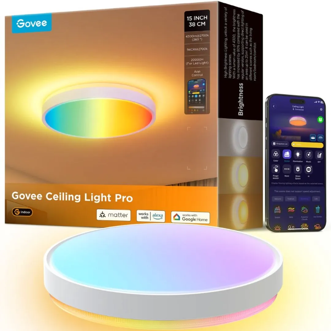 Govee Ceiling Light Pro Plafondlamp 38cm - 2x48.5W RGBW Wit