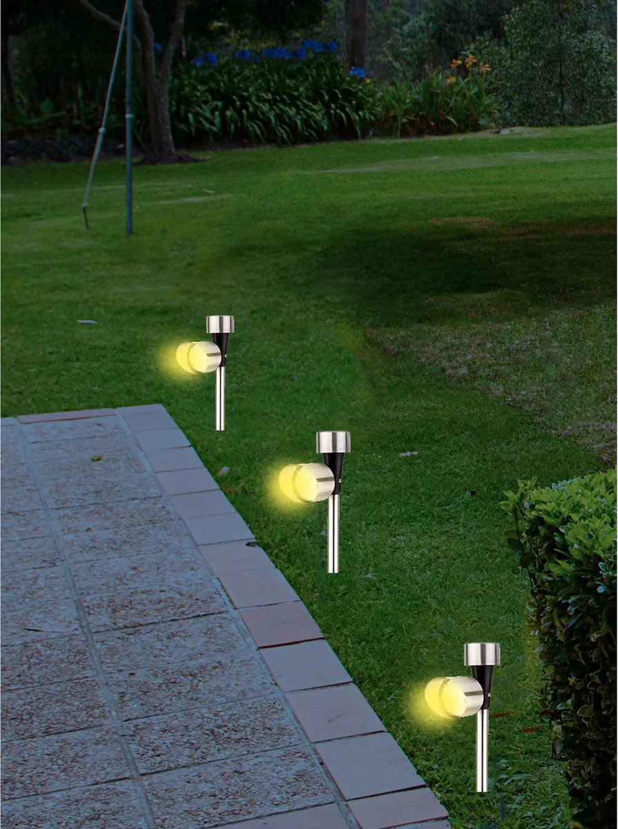 Lumineo Solar Tuinspot Ø23.5cm RVS - 1W Wit