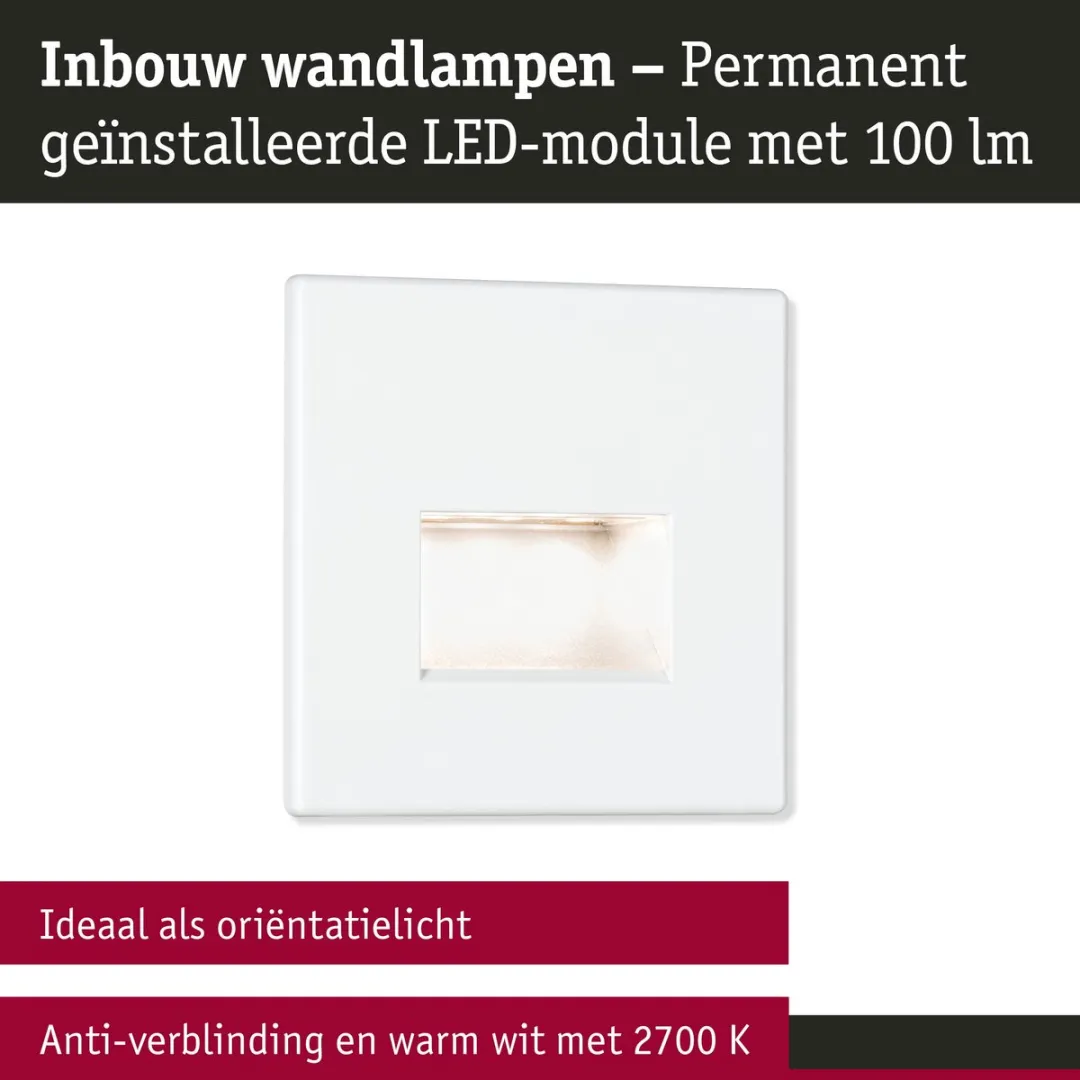 Paulmann Edge LED Wandinbouwlampen Set - 3x 1,2W 2700K Wit Mat