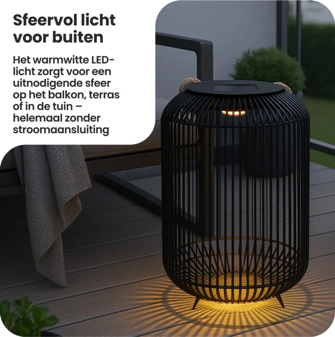 Star Trading Best Season Solar Sunlight LED Decoratiemand 48cm - Warm wit - Met bewegingssensor
