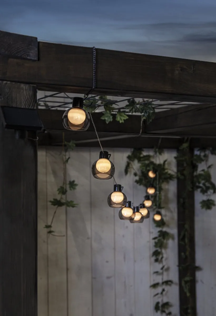Star Trading Solar Lichtketting Smoky 10 Bollen - Rookglas
