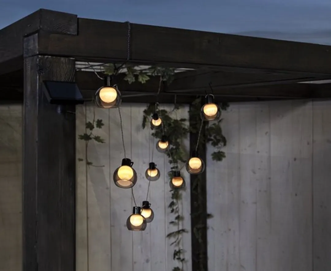 Star Trading Solar Lichtketting Smoky 10 Bollen - Rookglas