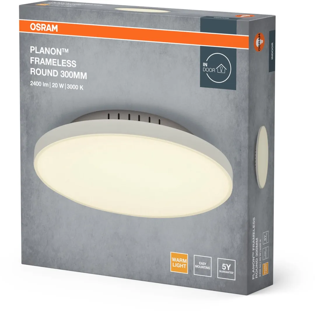 Osram Planon Frameless Round 300mm LED Armatuur - 19W Warm Wit