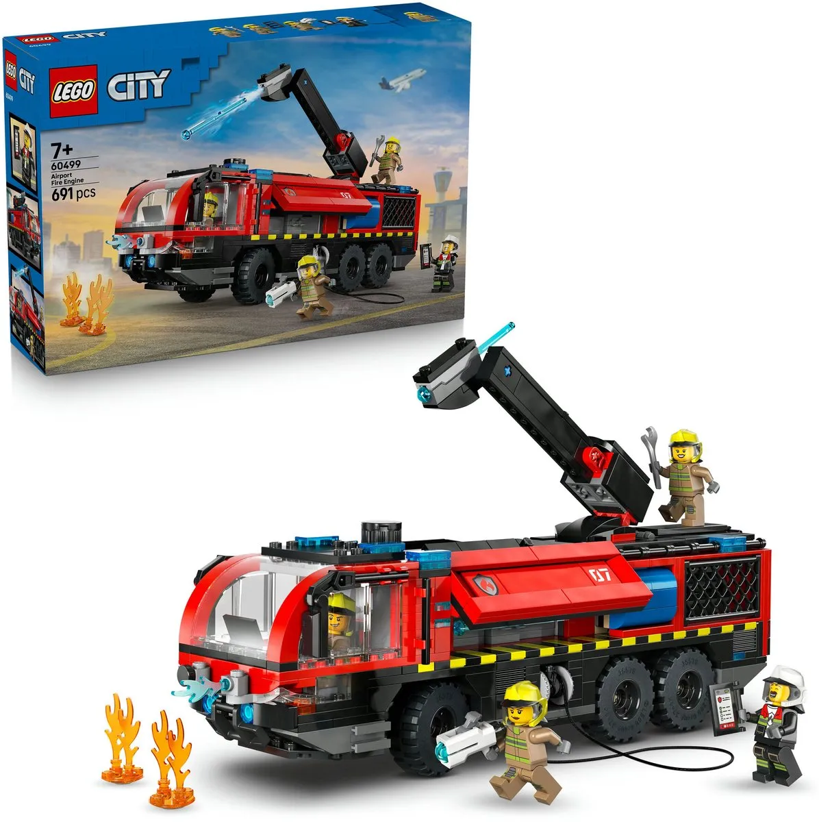 LEGO City Luchthaven Brandweerauto - 691 Stukken - 4 Minifiguren - Multicolor