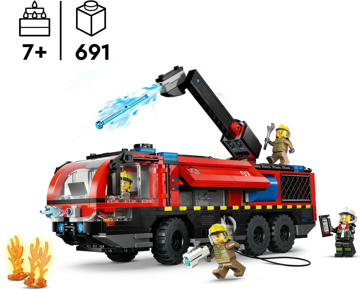 LEGO City Luchthaven Brandweerauto - 691 Stukken - 4 Minifiguren - Multicolor