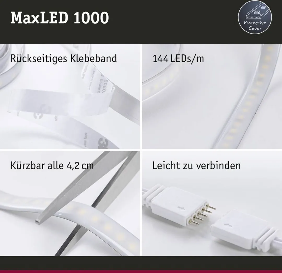 Paulmann MaxLED 1000 LED-strip Basisset 300cm - Daglichtwit 6500K - Zilver