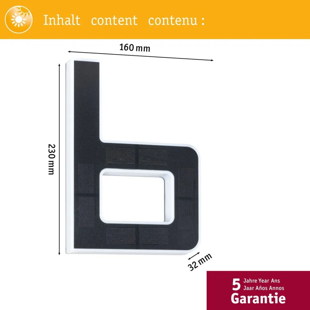 Paulmann Solar LED-Huisnummerverlichting Letter B - 3000K 6lm - Zwart