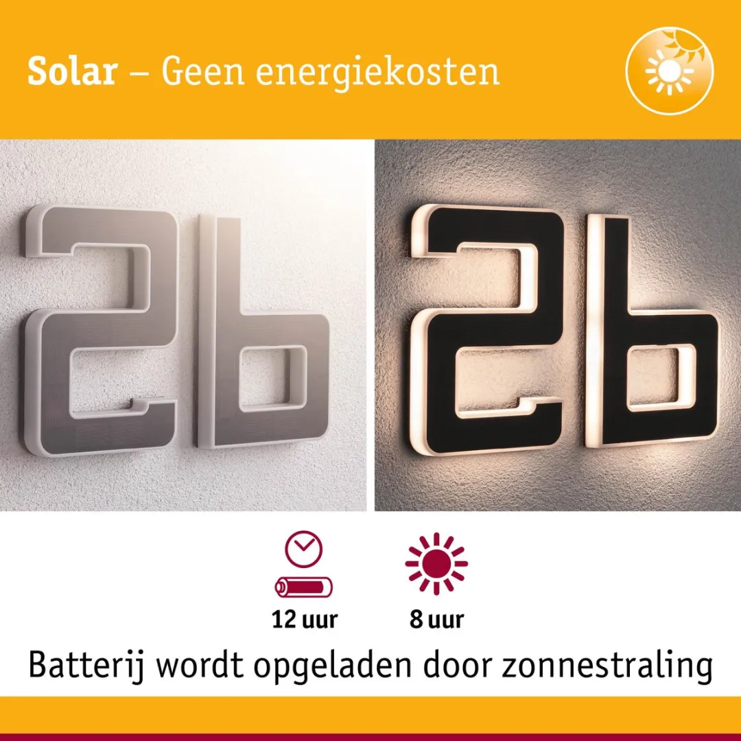 Paulmann Solar LED-Huisnummerverlichting Letter B - 3000K 6lm - Zwart - afbeelding 6 van 6