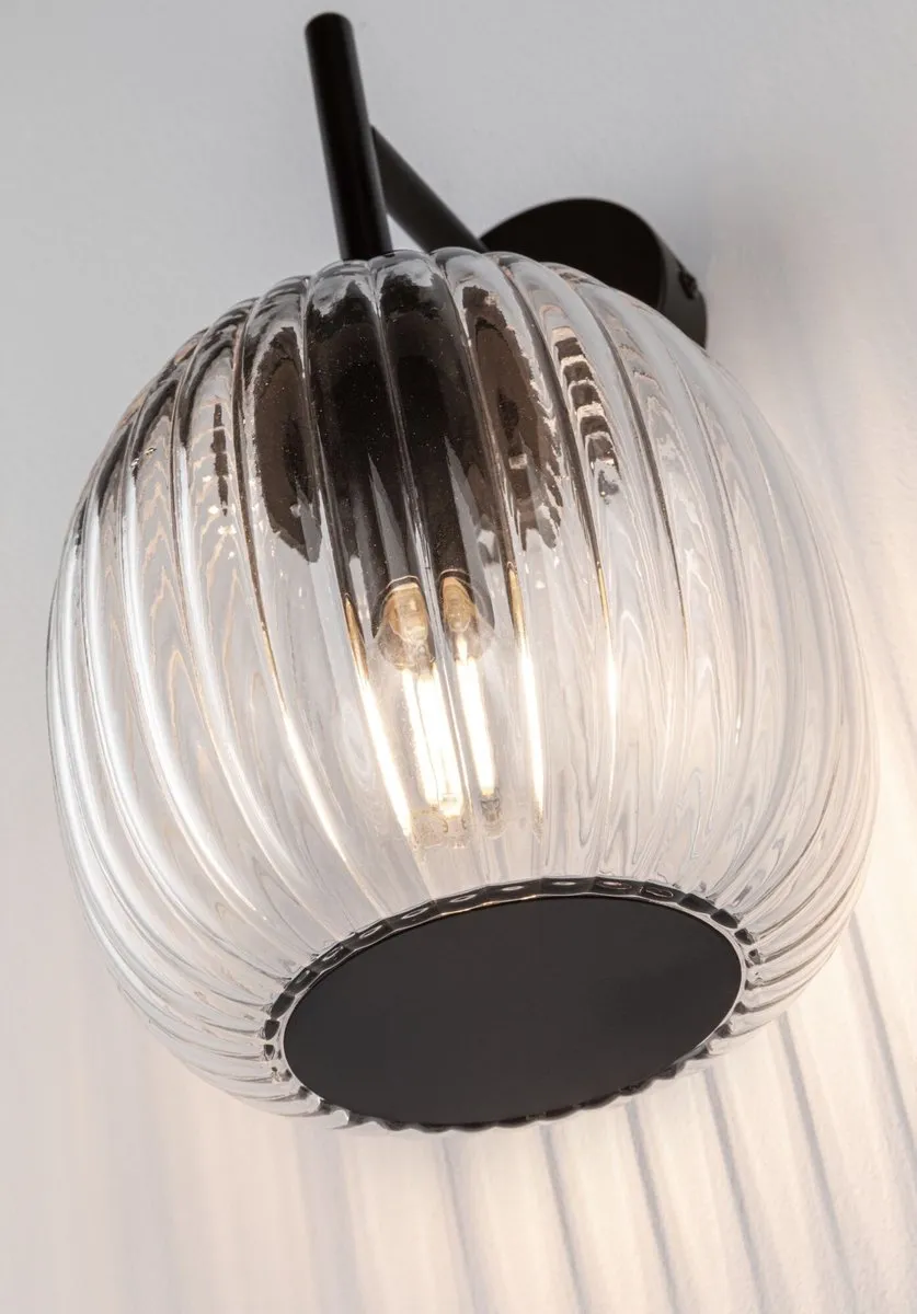 Paulmann Selection Bathroom Wandlamp Ruya IP44 E14 - Glas, Zwart mat