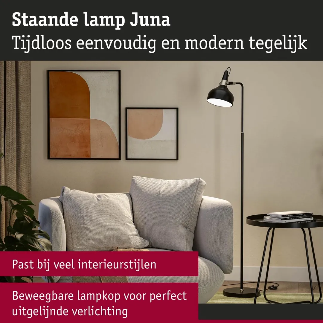 Paulmann Juna Staande Lamp E14 - 20W - Zwart mat/Champagne Metaal