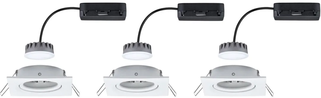 Paulmann Nova Plus Coin Basisset LED-inbouwlamp 3x6W 470lm 2700K - 84x84mm Wit mat