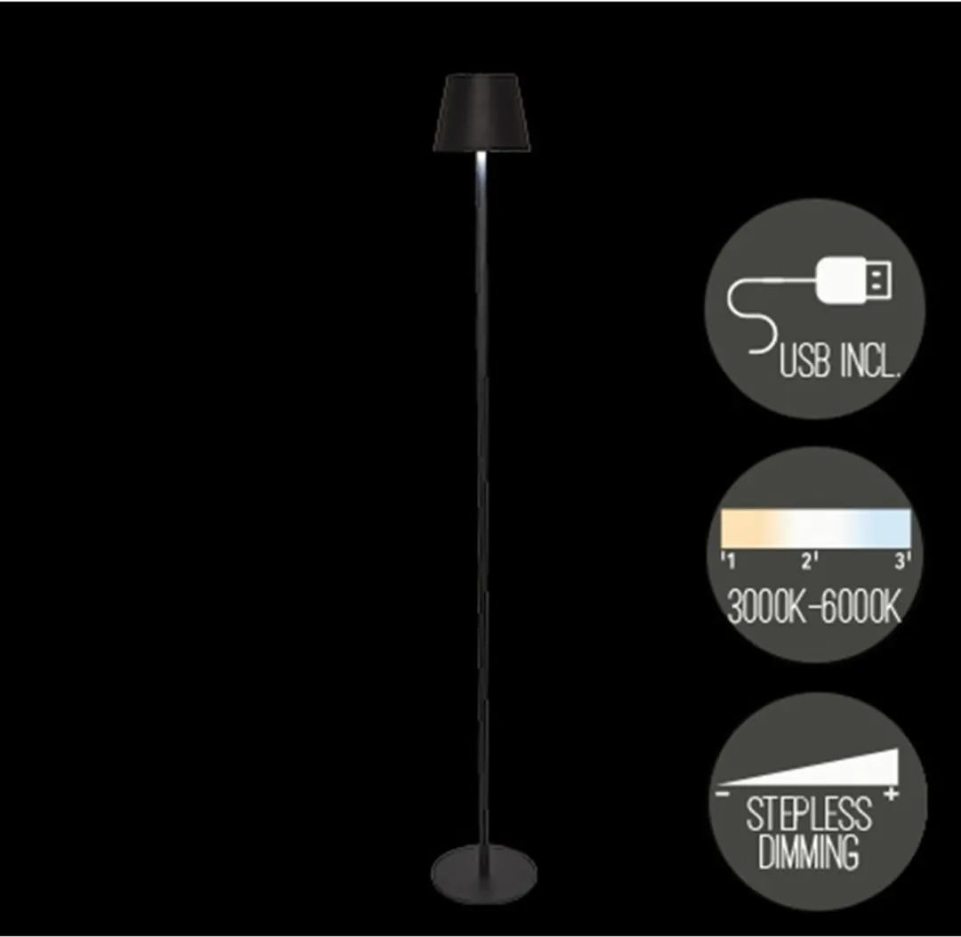 Anna's Collection Staande Ambientelamp Zwart 120cm - USB Oplaadbaar