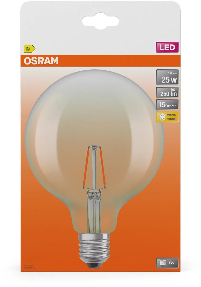 Osram LED Star Globe G125 E27 25 Filament - 2700K 1,8W 250lm - Helder