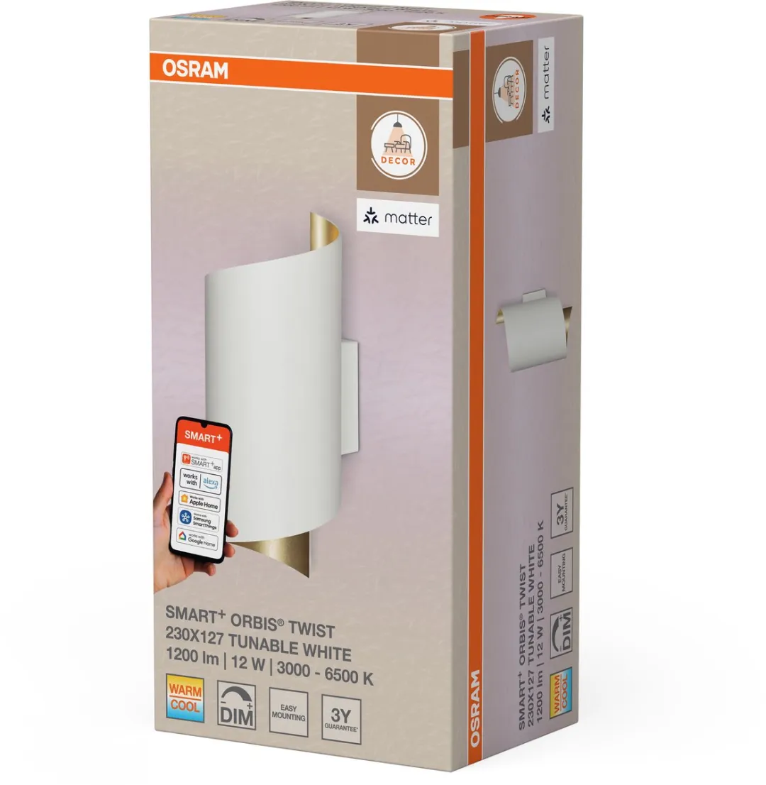 Osram SMART+ Matter Wall Twist LED Wandlamp 12W - Wit