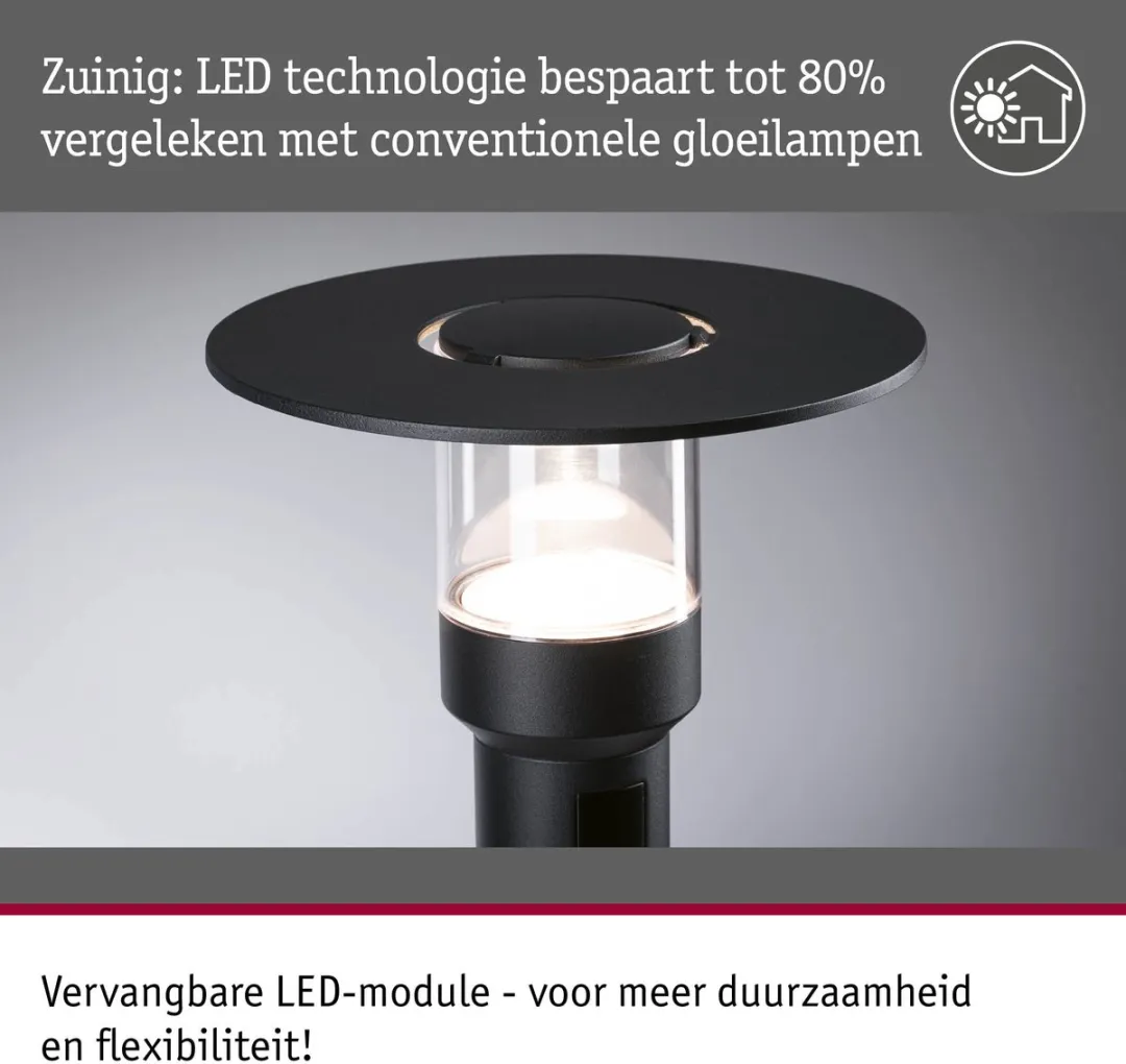 Paulmann LED Sienna Schemerlamp Bewegingsmelder 9W 3000K - Antraciet