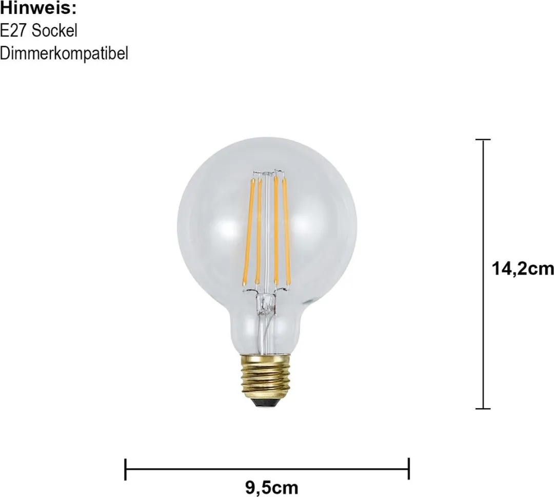 Star Trading G95 Bol E27 3.6W Super Warm Wit - 2200K - Helder