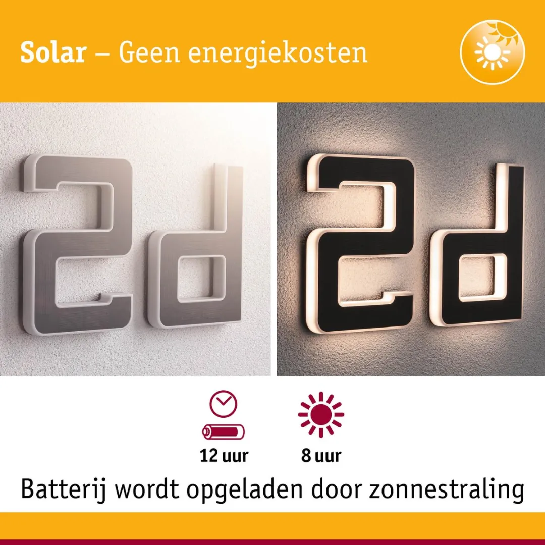 Paulmann Solar LED-Huisnummerverlichting Letter D - 6lm 3000K - Zwart - afbeelding 6 van 6