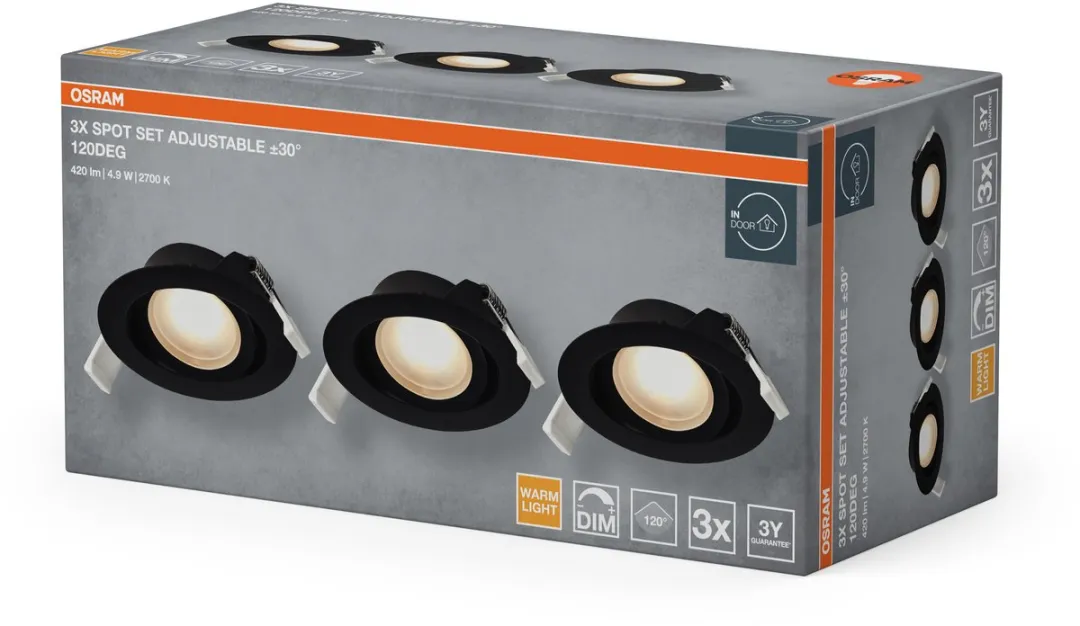 Osram Spot Set LED Inbouwspot DIM 4,9W 120° - Zwart