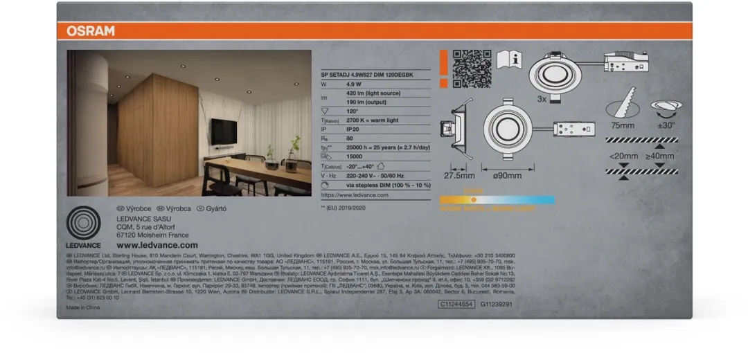 Osram Spot Set LED Inbouwspot DIM 4,9W 120° - Zwart