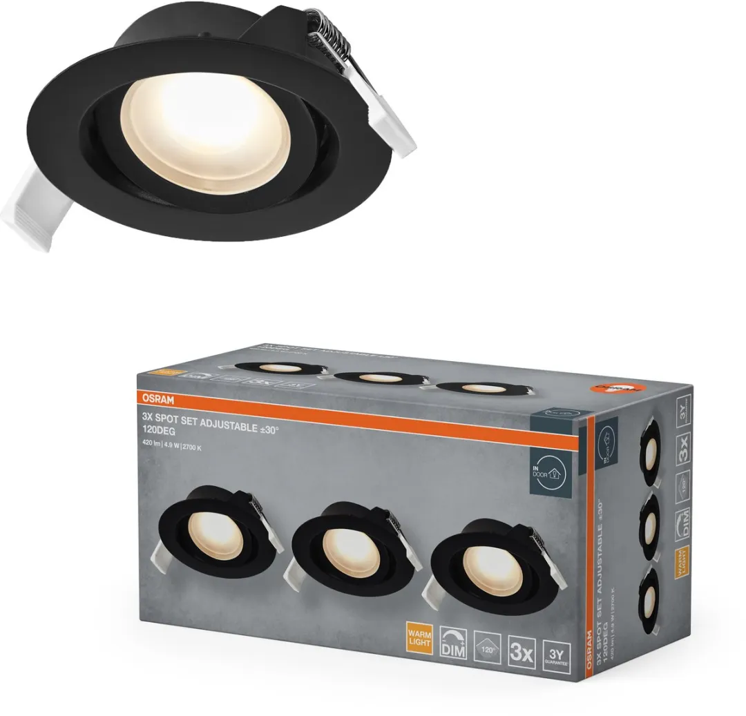 Osram Spot Set LED Inbouwspot DIM 4,9W 120° - Zwart