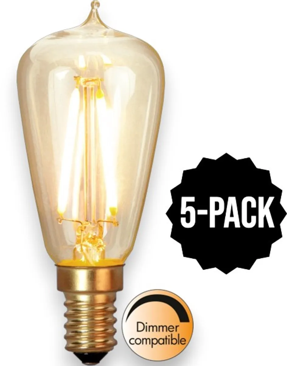 Star Trading Druppel-Edison E14 1.9W Rookglas - 5 Stuks
