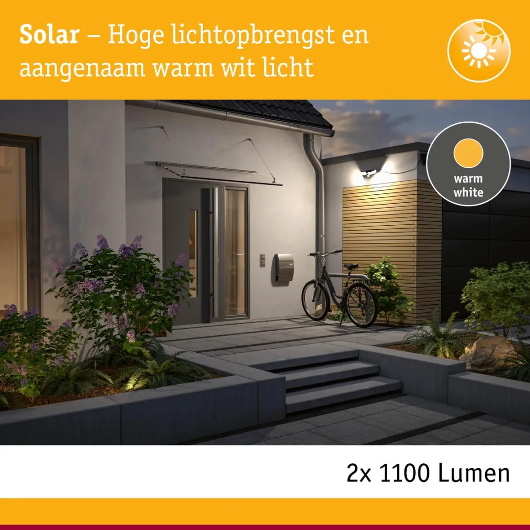 Paulmann Sonlig Solar LED Wallwasher Antraciet 3000K - 2x1100lm