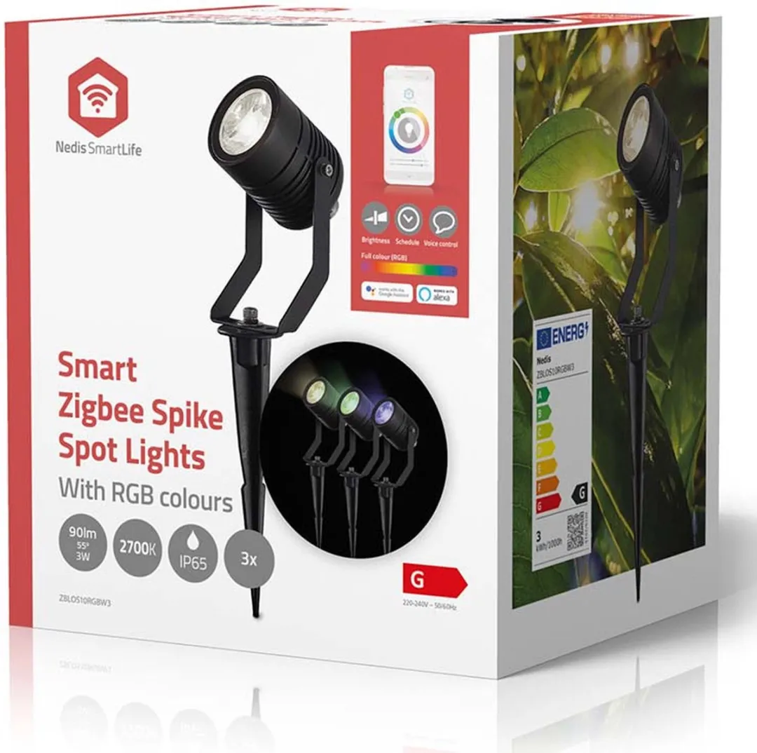 Nedis SmartLife Grondspot Prikspot RGB & Warm Wit 3W - 3 Stuks - Zwart