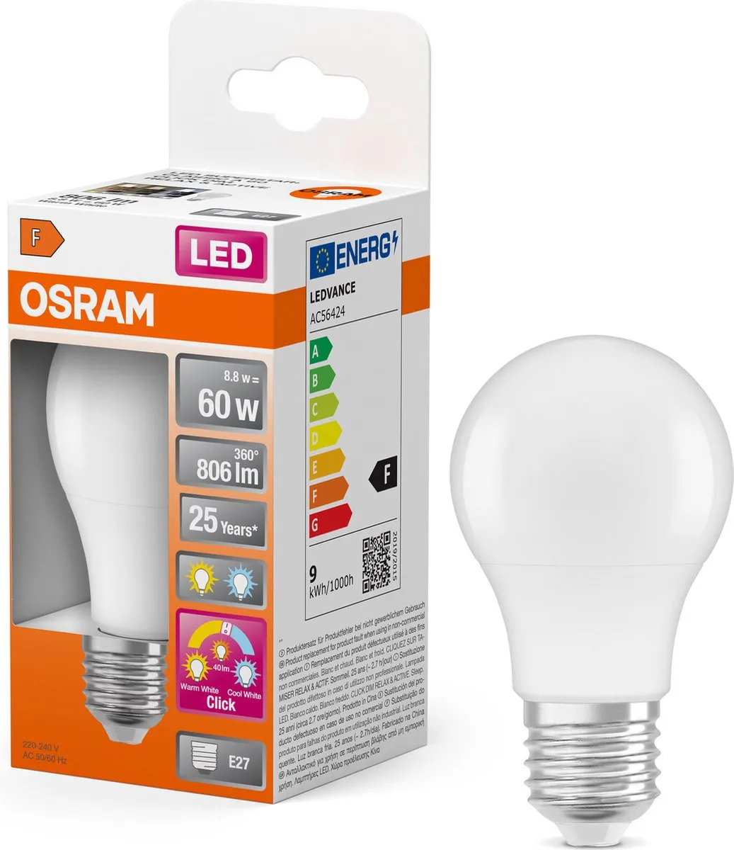 Osram LED Superstar Klassieke LED-lamp 8,8W E27 - 3 Lichtscènes - 3000K
