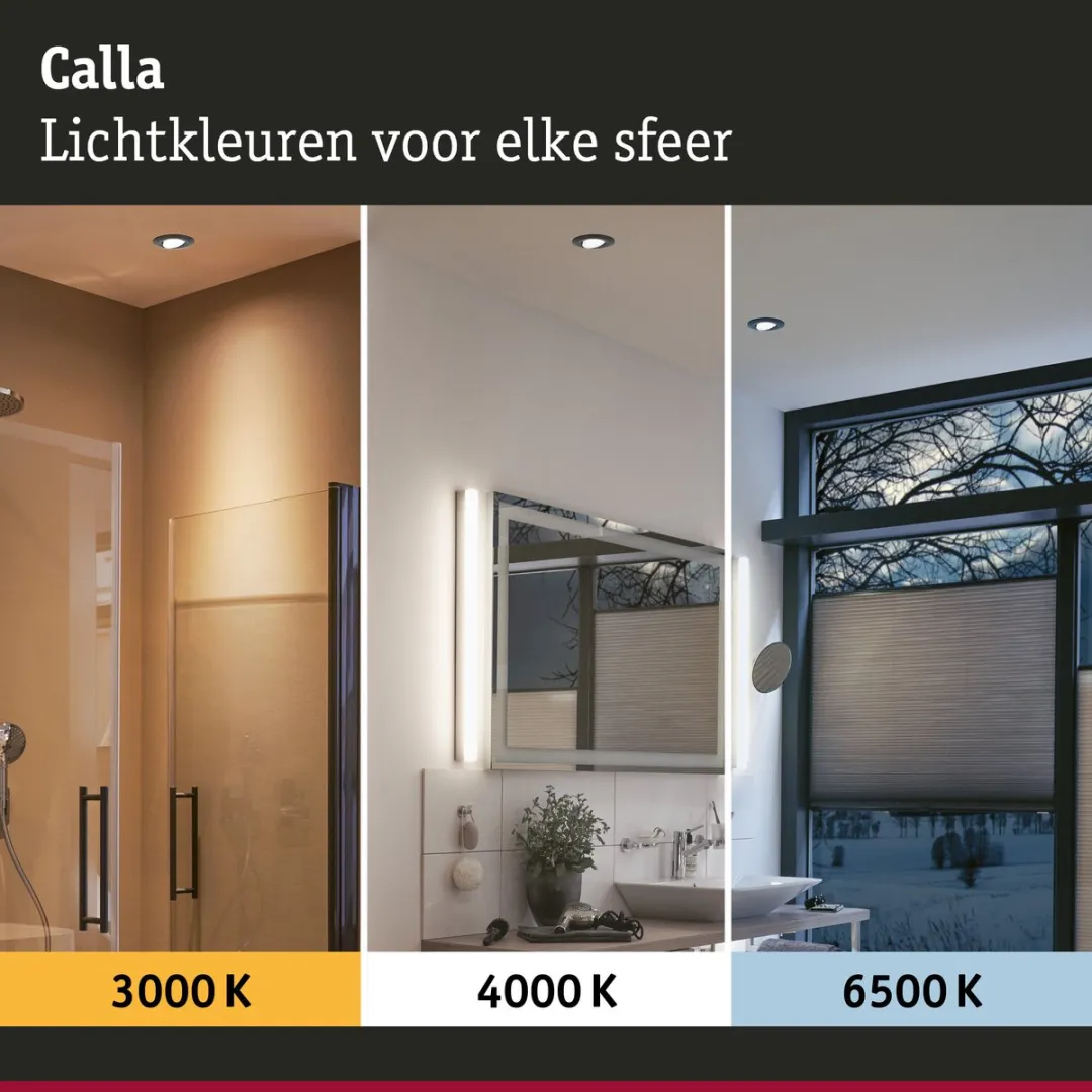 Paulmann LED-inbouwlamp Calla Set 10x - 430lm 3000K - Zwart mat - afbeelding 6 van 6