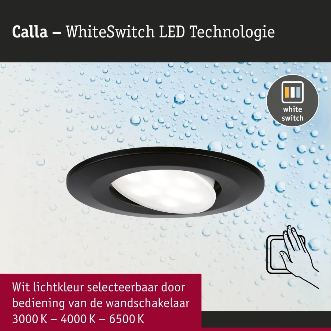 Paulmann LED-inbouwlamp Calla Set 10x - 430lm 3000K - Zwart mat