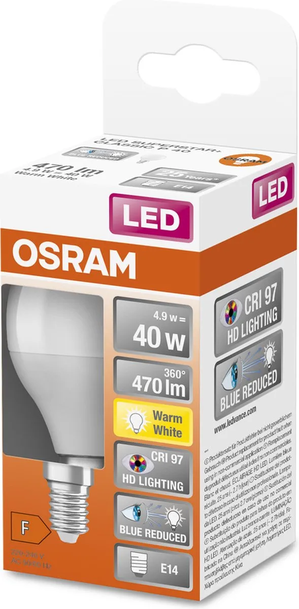 Osram Superstar Classic P 40 FR LED - 4,9W 470lm Warm wit - afbeelding 6 van 6