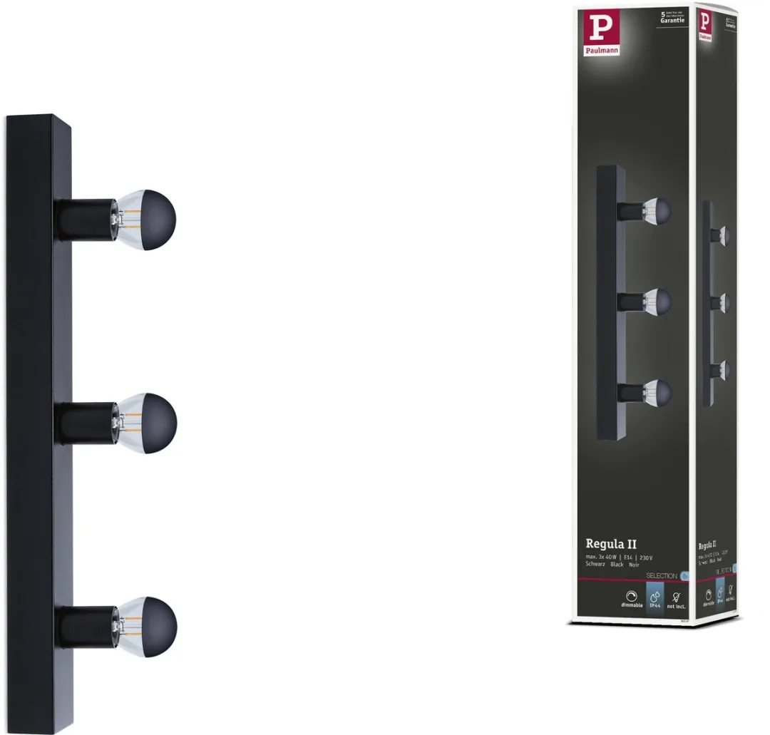 Paulmann LED Spiegellamp Regula II IP44 - 3x40W - Zwart