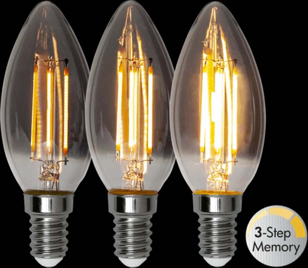 Star Trading Kaarslamp 3-Pack - 2.9W - Rookglas