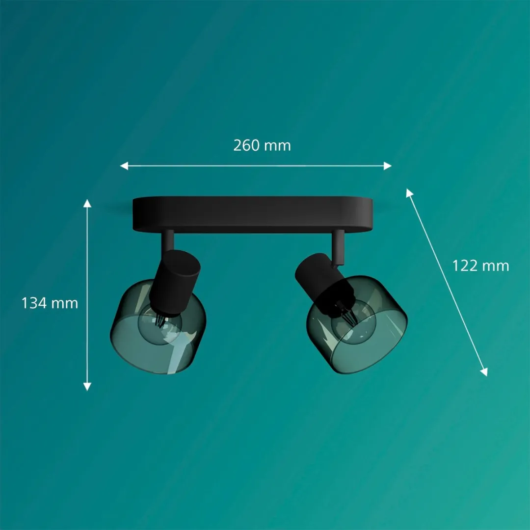 Philips Sleet Opbouwspot Zwart - 2x E14 Warmwit 2700K