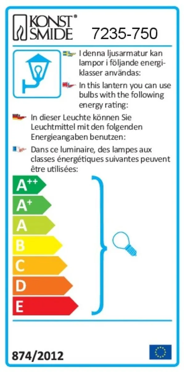Konstsmide Parma Wandlamp Buiten - E27 75W - Zwart
