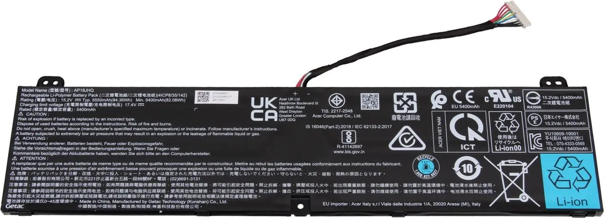 Acer KT.00408.001 Laptopbatterij 84,36Wh