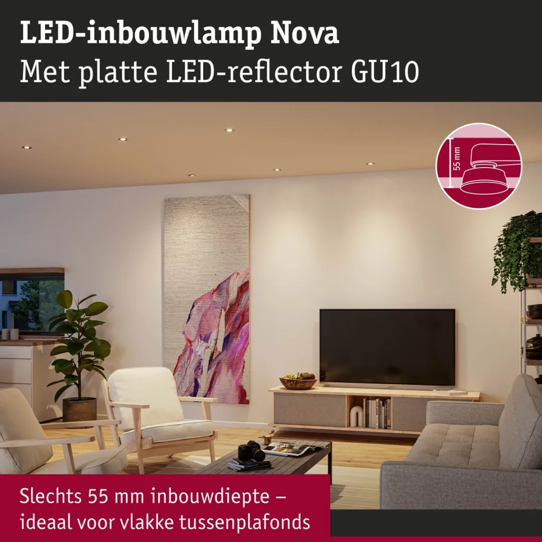 Paulmann Nova GU10 LED-inbouwlamp 4,9W 550lm - Draaibaar - Staal geborsteld