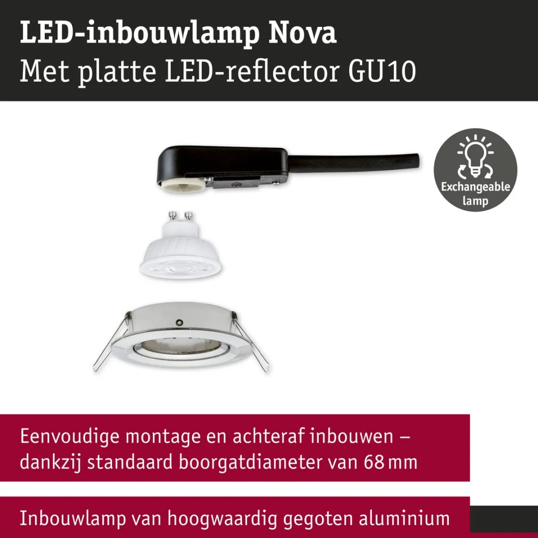 Paulmann Nova GU10 LED-inbouwlamp 4,9W 550lm - Draaibaar - Staal geborsteld