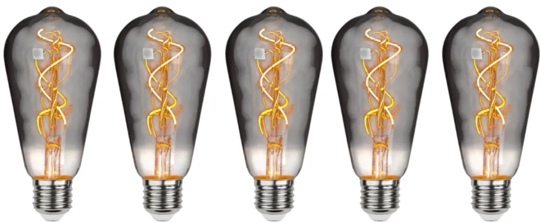 Star Trading Druppel-Edison Rookglas E27 3W - 5 Stuks