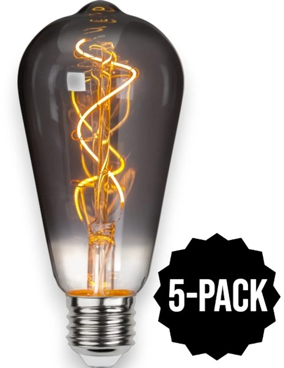Star Trading Druppel-Edison Rookglas E27 3W - 5 Stuks