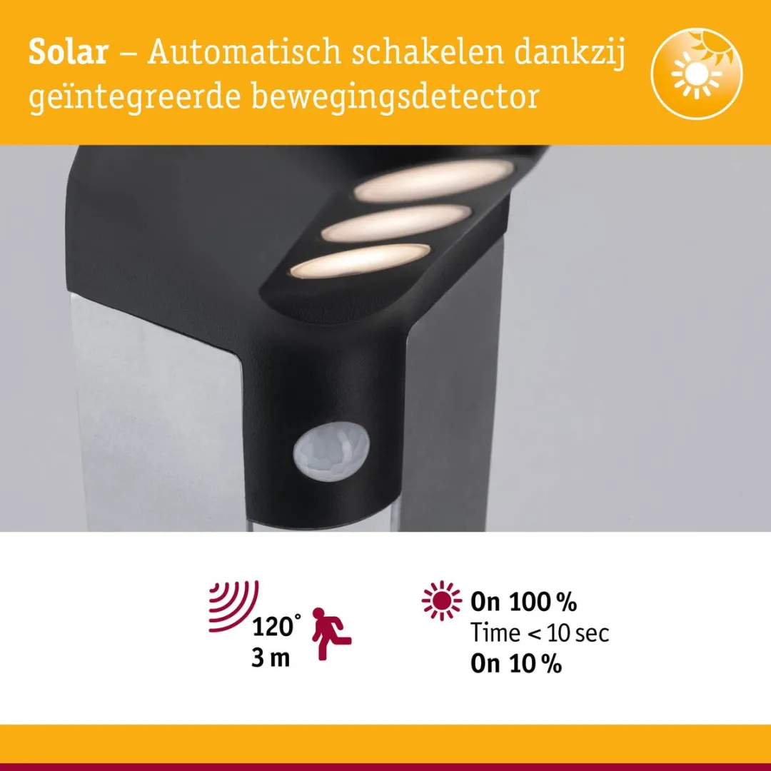 Paulmann Soley Bewegingsmelder LED-bolderlamp 3000K 42lm Antraciet