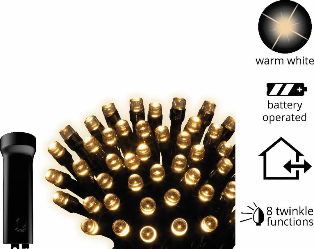 Decoris Kerstverlichting Twinkle Warm Wit - 96 Lampjes - Zwart - afbeelding 6 van 6
