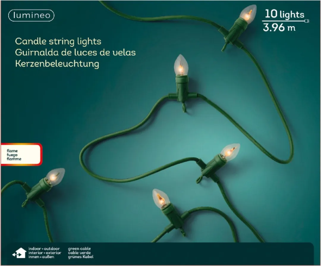 Lumineo HHCP Snoerverlichting Vlam 4m Warm Wit