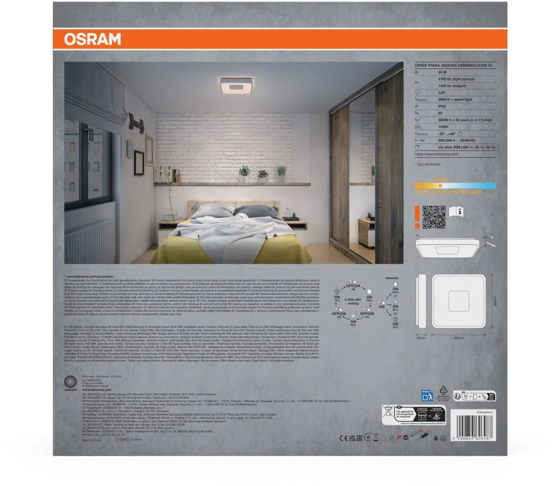 Osram Orbis Piana LED Plafondlamp 24W 3000K - Zilver