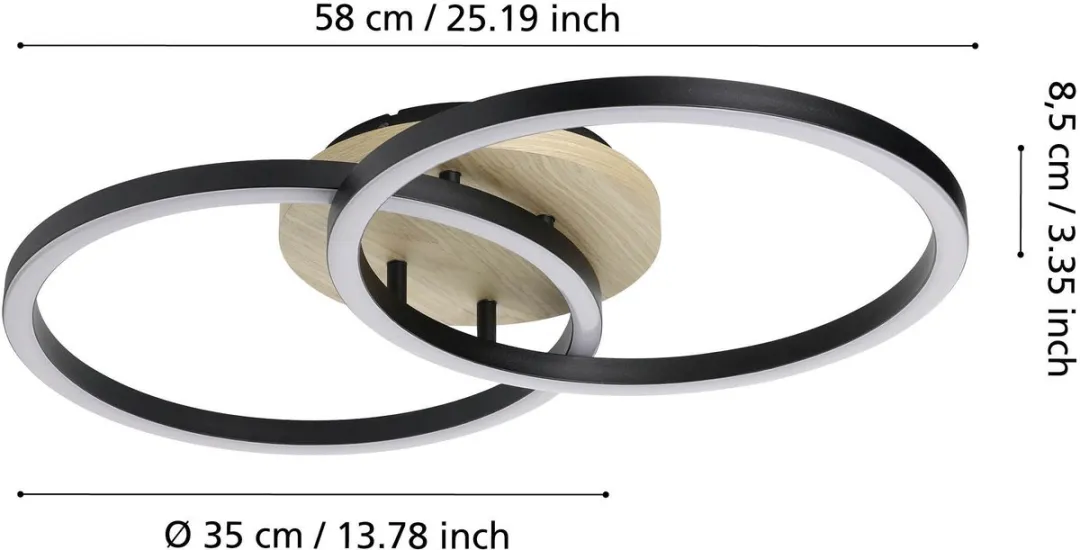 EGLO connect.z Lomaltas-Z Plafondlamp 58cm - Zwart/Bruin