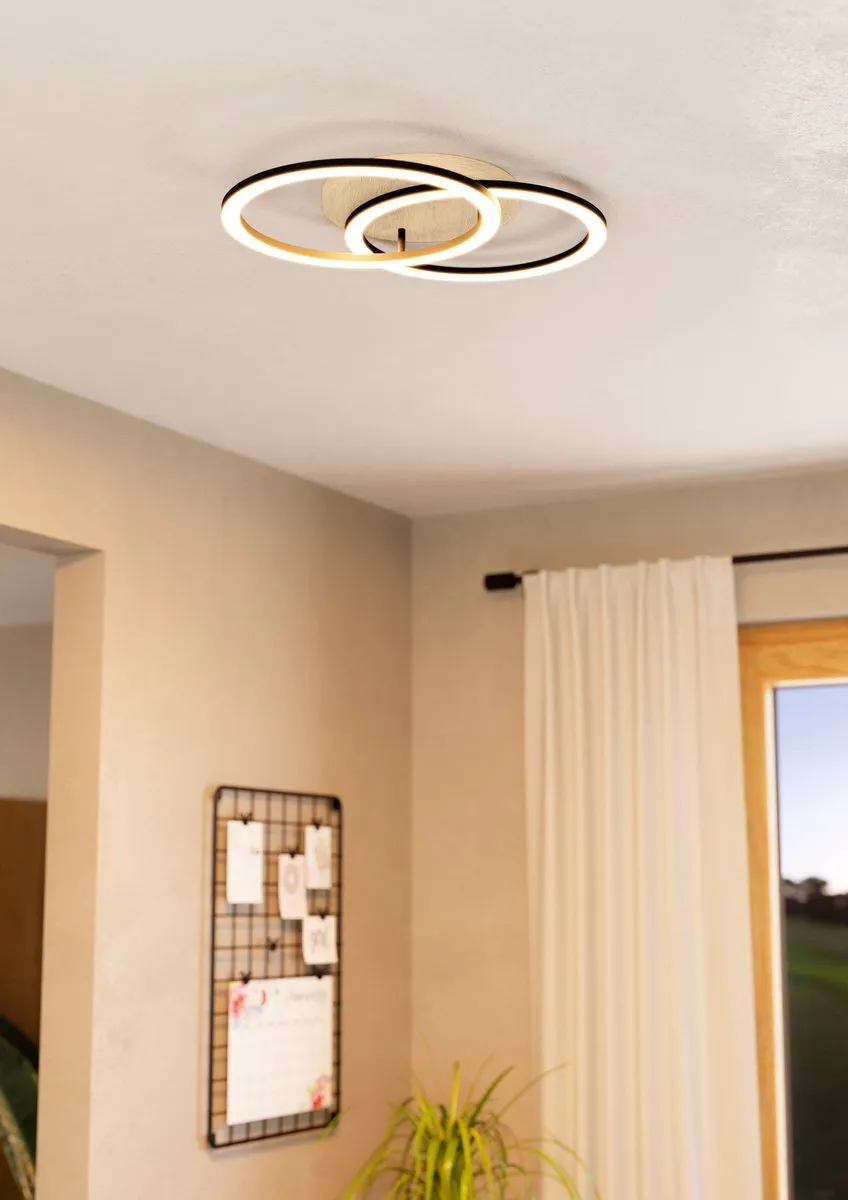 EGLO connect.z Lomaltas-Z Plafondlamp 58cm - Zwart/Bruin