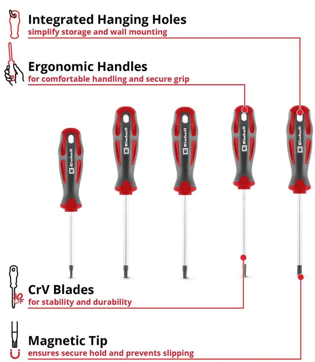 Einhell Schroevendraaierset Universeel T10-T30 - 5 Stuks