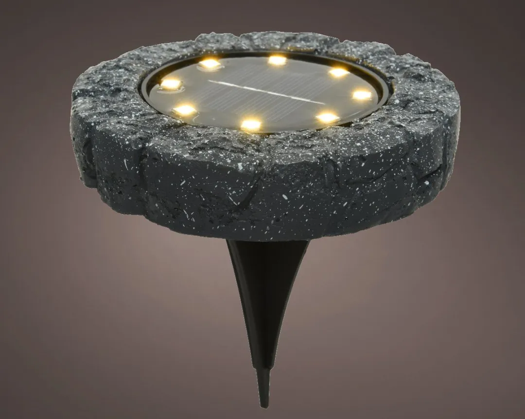Lumineo Solar Grondspot Kunststeen 11x2cm - Antraciet - Warm Wit