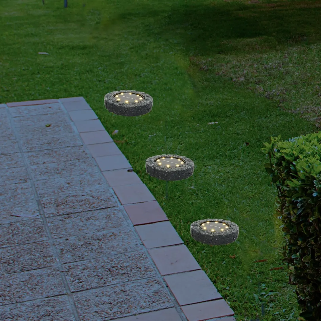Lumineo Solar Grondspot Kunststeen 11x2cm - Antraciet - Warm Wit